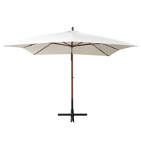 Hanging Parasol 300x300 cm | Wooden Pole | White - Stay Cool and Stylish