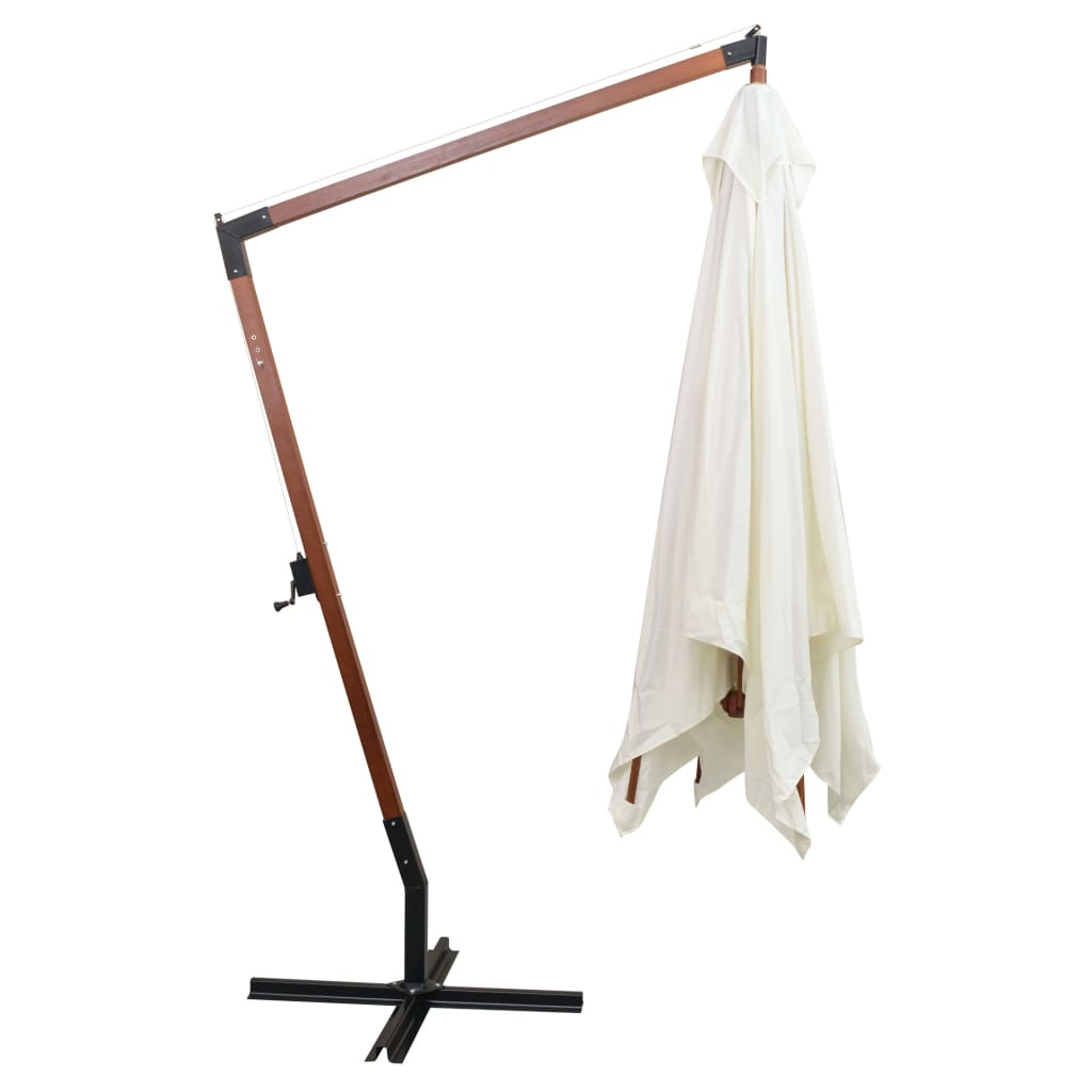 Hanging Parasol 300x300 cm | Wooden Pole | White - Stay Cool and Stylish