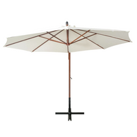 Hanging Parasol 350 cm Wooden Pole White - Create Shade and Relax in Style