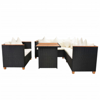 5 Piece Garden Lounge Set with Cushions | Poly Rattan | Black