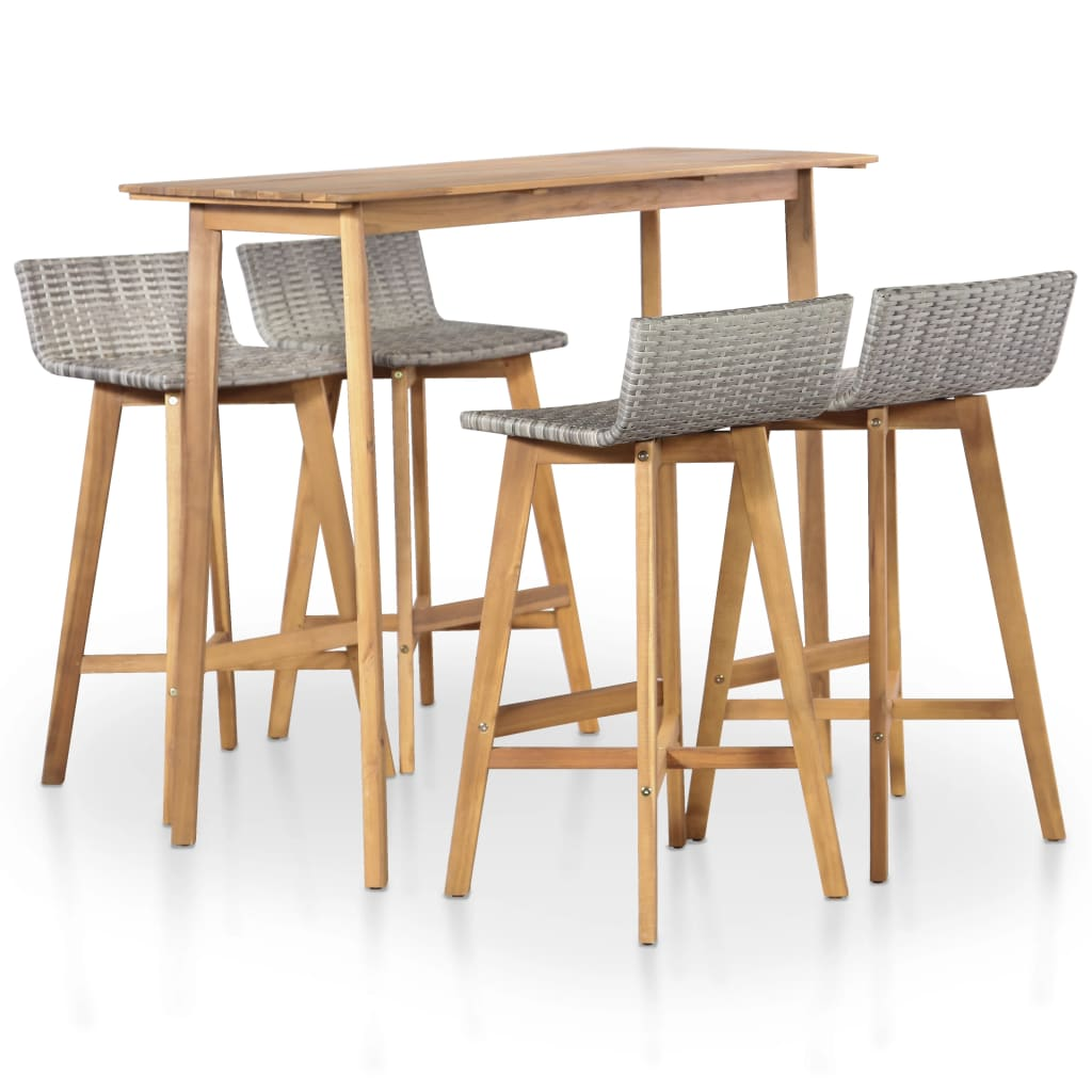 5 Piece Outdoor Dining Set Solid Acacia Wood - Sturdy and Stylish