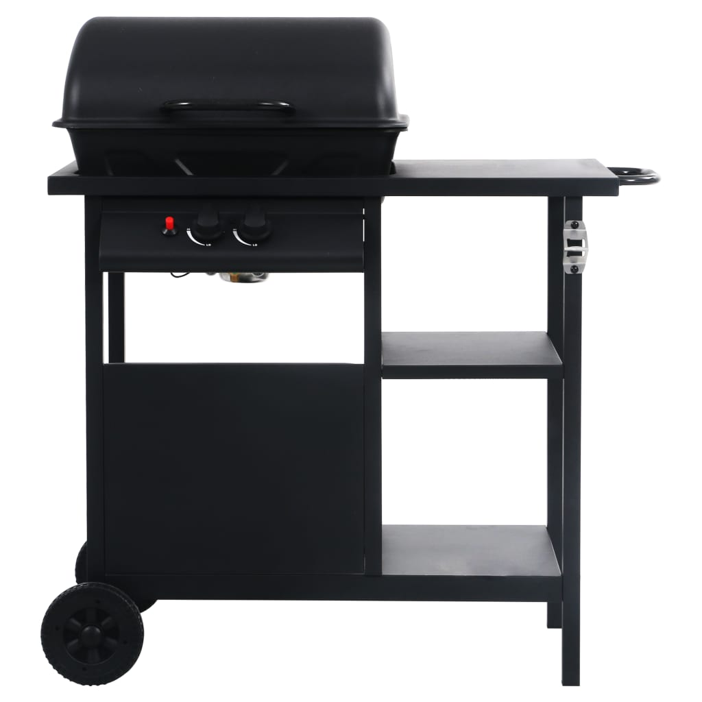 Gas BBQ Grill with 3-layer Side Table Black - Create Delicious Outdoor Feasts