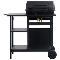 Gas BBQ Grill with 3-layer Side Table Black - Create Delicious Outdoor Feasts