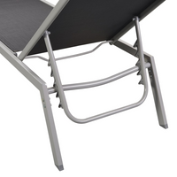 Sun Loungers 2 pcs with Table Steel and Textilene Black - Relax in Style