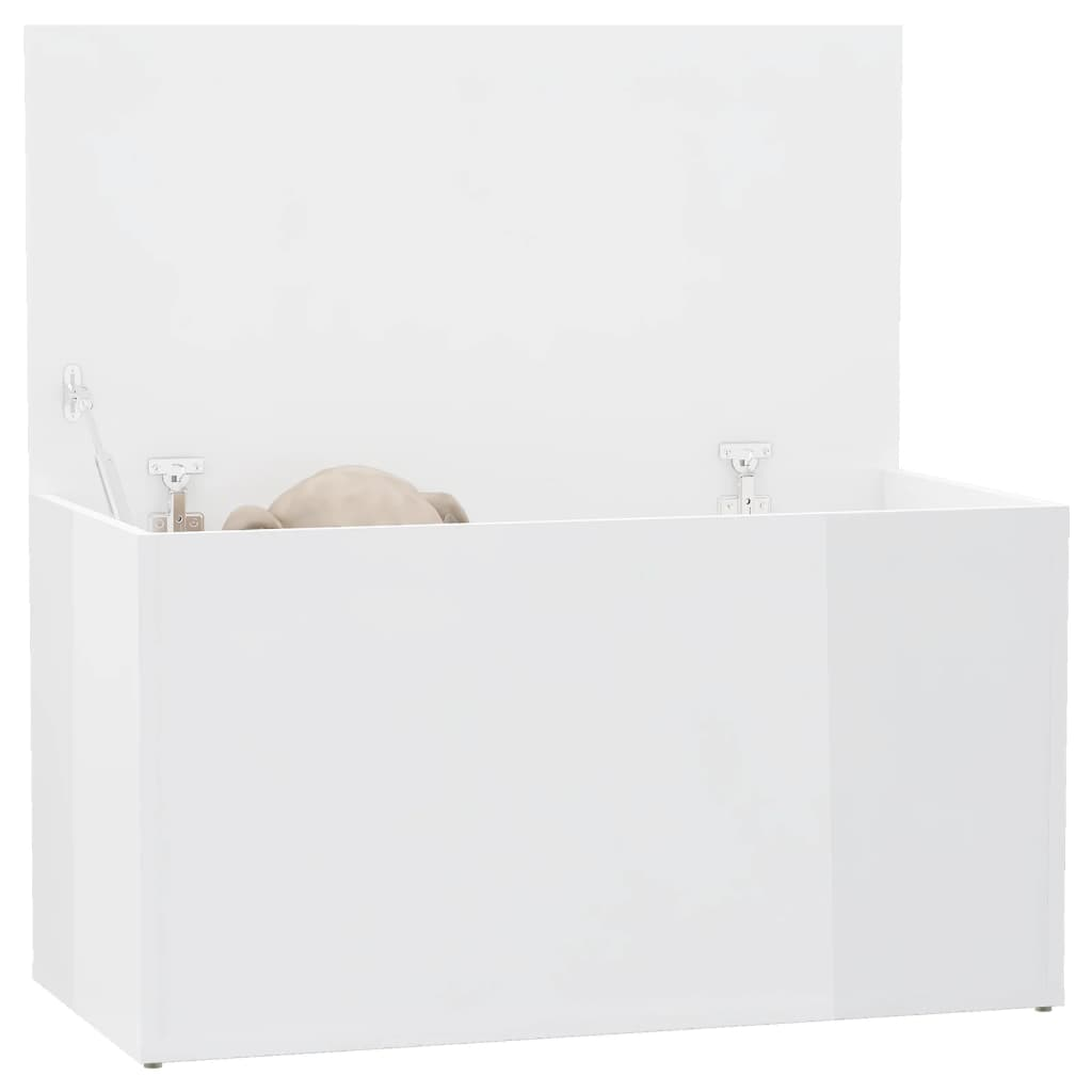 Storage Chest High Gloss White 84x42x46 cm Engineered Wood