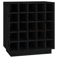 Wine Cabinet Black - Solid Wood Pine - 55.5x34x61 cm