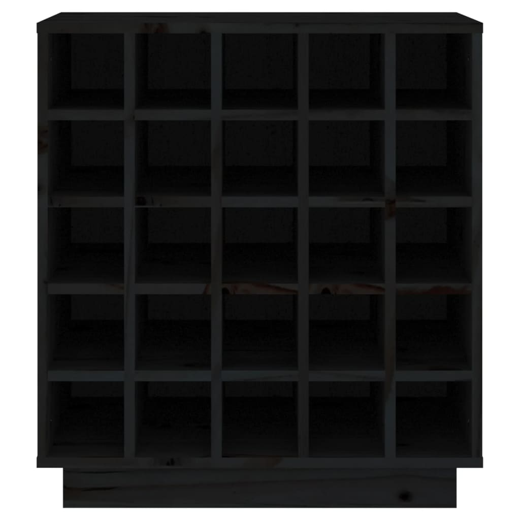 Wine Cabinet Black - Solid Wood Pine - 55.5x34x61 cm