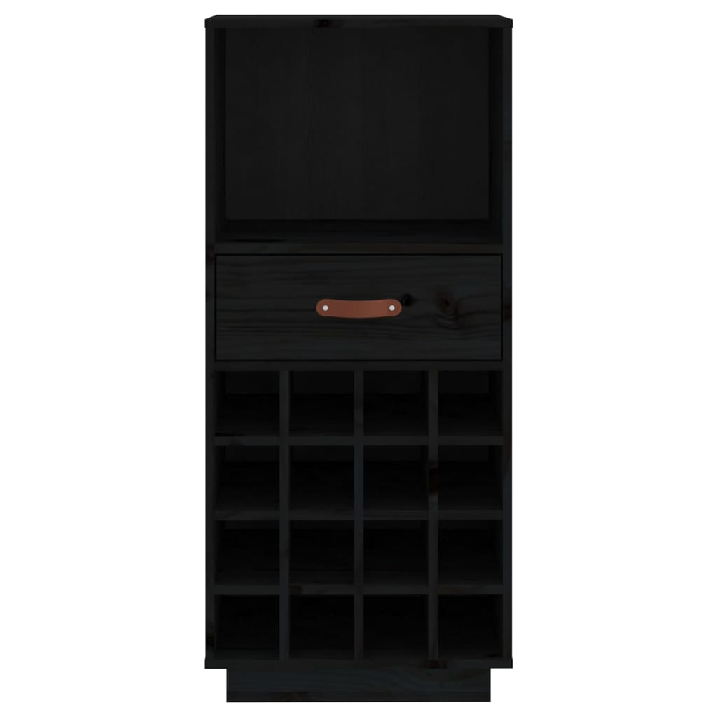 Wine Cabinet Black 45x34x100 cm Solid Wood Pine - Ample Storage Space, Sturdy Frame