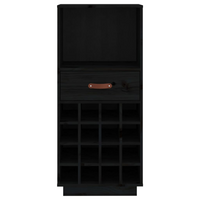 Wine Cabinet Black 45x34x100 cm Solid Wood Pine - Ample Storage Space, Sturdy Frame