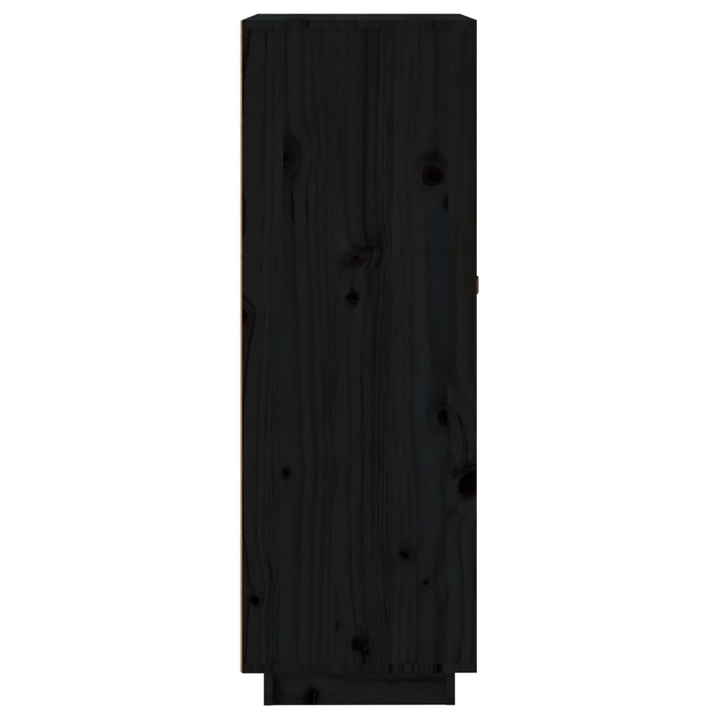 Wine Cabinet Black 45x34x100 cm Solid Wood Pine - Ample Storage Space, Sturdy Frame