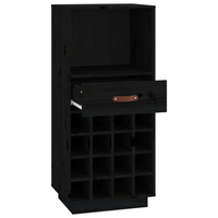 Wine Cabinet Black 45x34x100 cm Solid Wood Pine - Ample Storage Space, Sturdy Frame