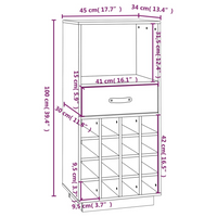 Wine Cabinet Black 45x34x100 cm Solid Wood Pine - Ample Storage Space, Sturdy Frame