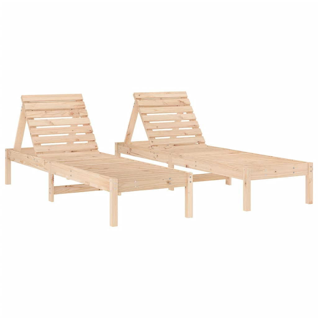 Sun Loungers 2 pcs 199.5x60x74 cm Solid Wood Pine - Relax in Style