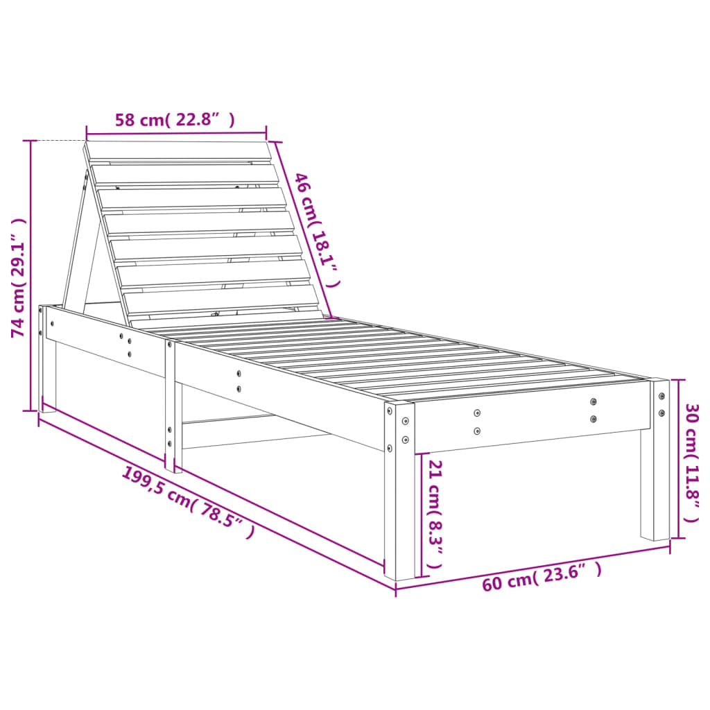 Sun Loungers 2 pcs 199.5x60x74 cm Solid Wood Pine - Relax in Style