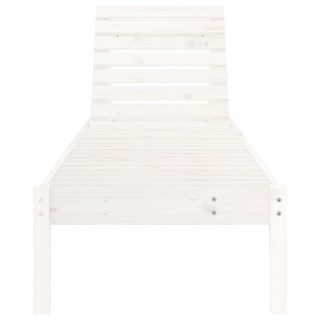 Sun Loungers 2 pcs White - Solid Wood Pine | Adjustable Backrest | Slatted Design | Outdoor Furniture