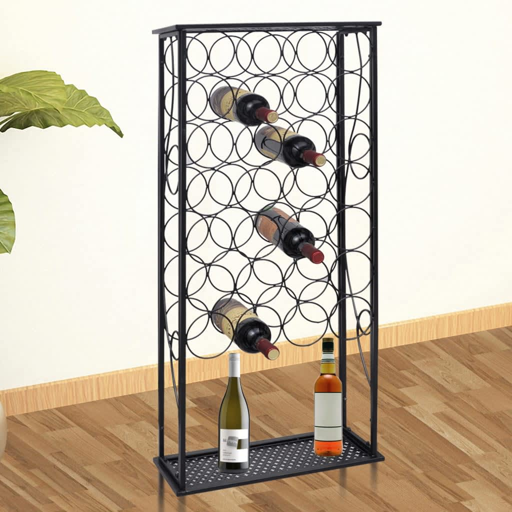 Wine Rack for 28 Bottles Metal - Elegant Floor Standing Wine Storage