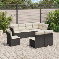 8 Piece Garden Sofa Set with Cushions - Black Poly Rattan | Outdoor Furniture for Comfortable and Stylish Outdoor Living