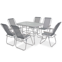 8 Piece Outdoor Dining Set Steel and Textilene Grey