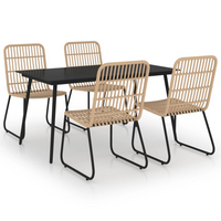 vidaXL 5 Piece Outdoor Dining Set Poly Rattan and Glass