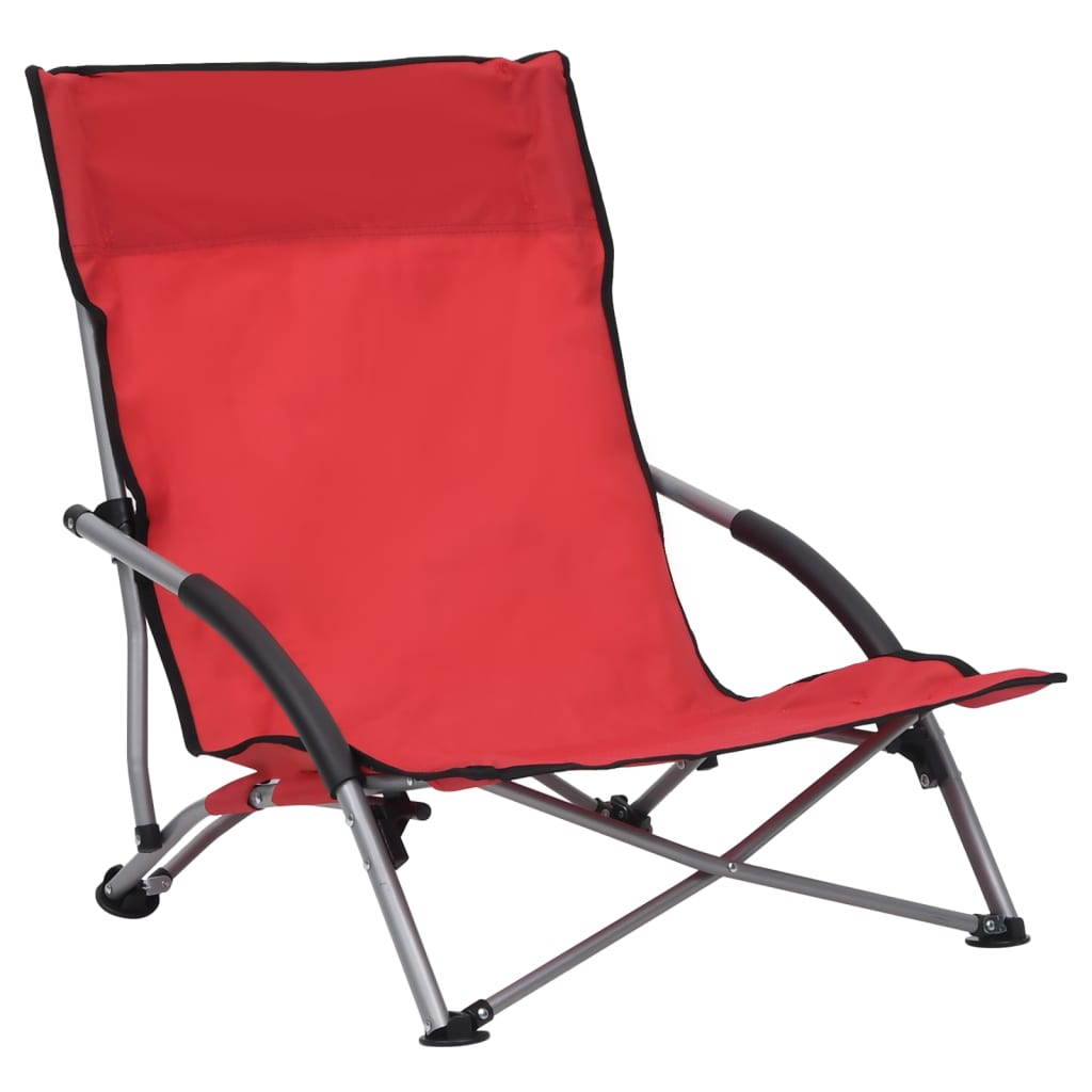 Folding Beach Chairs 2 pcs - Red Fabric | Comfortable & Sturdy