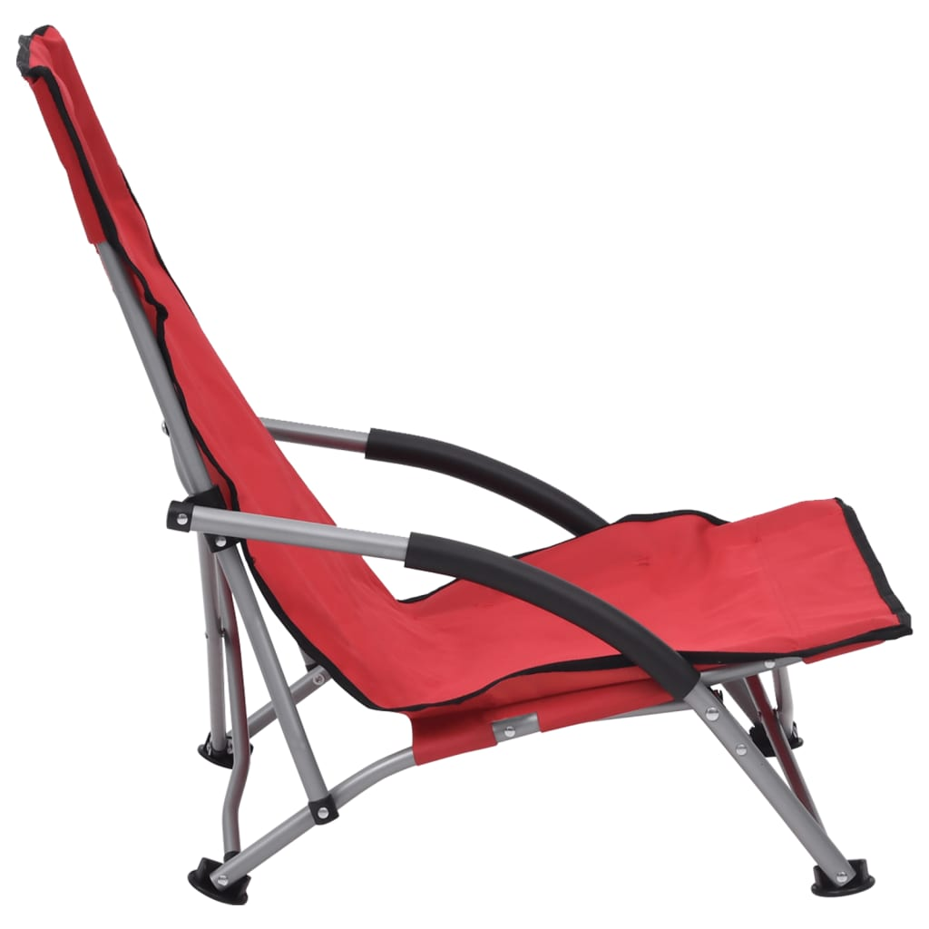 Folding Beach Chairs 2 pcs - Red Fabric | Comfortable & Sturdy