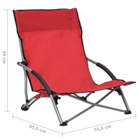 Folding Beach Chairs 2 pcs - Red Fabric | Comfortable & Sturdy