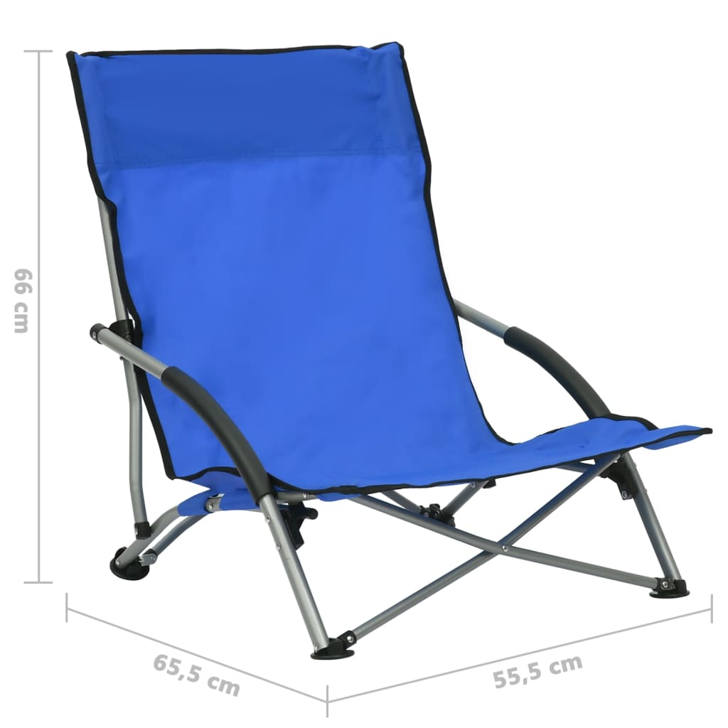 Folding Beach Chairs 2 pcs Blue Fabric - Comfortable and Weather-Resistant