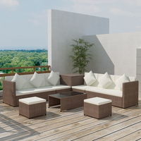 vidaXL 8 Piece Garden Lounge Set with Cushions Poly Rattan Brown - Outdoor Furniture for Relaxation and Comfort