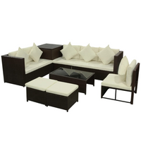 vidaXL 8 Piece Garden Lounge Set with Cushions Poly Rattan Brown - Outdoor Furniture for Relaxation and Comfort