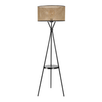 Floor Lamp CLARISSE Metal/Rattan Black - Natural | Illuminate Your Space with Style