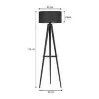 ANIKE Black Floor Lamp | High Quality Wood & Fabric Shade