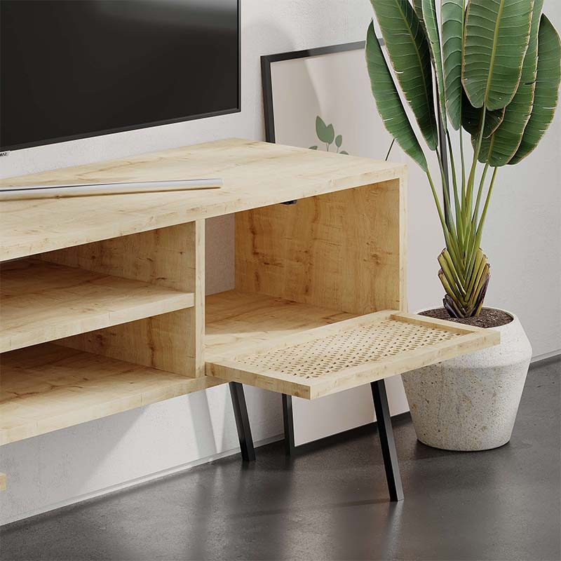 TV Stand CARRO Natural Beech - Oak, 140x35x50cm - Stylish and Functional | Your Home Furniture