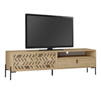 TV Stand LUMIA Oak 170x45x48,6cm | High-Quality Melamine | Laser-Cut Designs | EUTR, FSC, ISO Certified