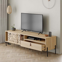 TV Stand LUMIA Oak 170x45x48,6cm | High-Quality Melamine | Laser-Cut Designs | EUTR, FSC, ISO Certified