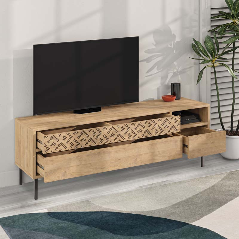 TV Stand MUSTER Oak 144.6x35.6x48.4cm - Modern, Durable, and Stylish | Shop Now