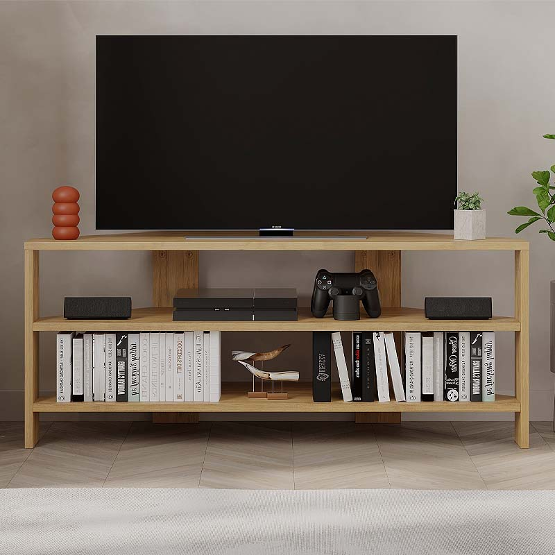 TV Stand CORNER Oak - High-Quality Melamine Construction | European Quality Standards | Ideal for Home and Business