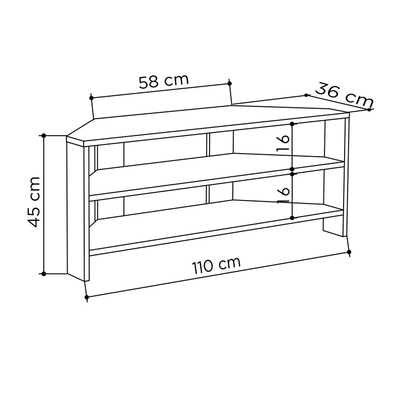 TV Stand CORNER Oak - High-Quality Melamine Construction | European Quality Standards | Ideal for Home and Business