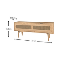 TV Stand GIUSEPPE Natur | Sapphire Oak | 140x30x55cm | Melamine Thickness: 18mm