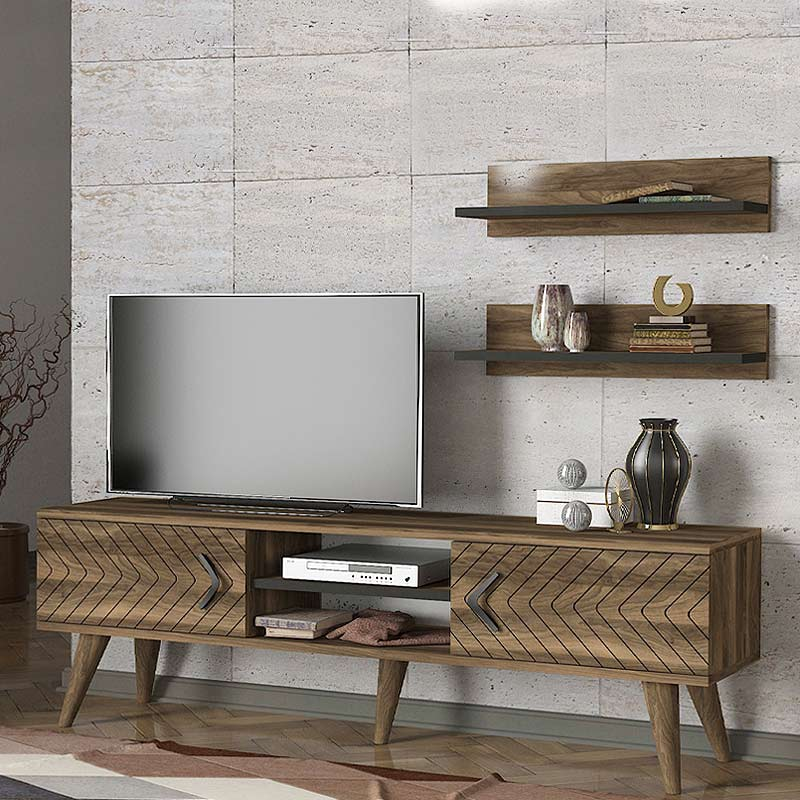 TV Stand CARUSSO Walnut 150x30x45,5cm - Stylish Design and Ample Storage Space