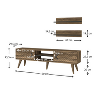 TV Stand CARUSSO Walnut 150x30x45,5cm - Stylish Design and Ample Storage Space