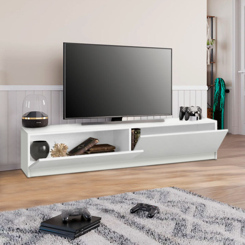 TV Stand DOLORES - White, 160x31.3x32.9cm | High-Quality, Eco-Friendly, and Certified