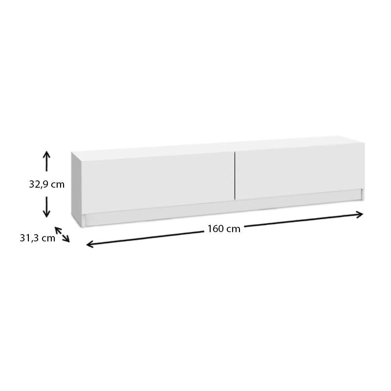 TV Stand DOLORES - White, 160x31.3x32.9cm | High-Quality, Eco-Friendly, and Certified