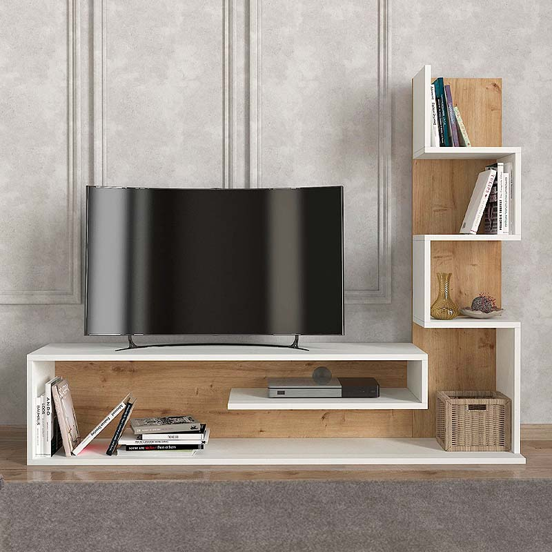 TV Stand MAURICE White - Oak | Stylish and Functional TV Stand