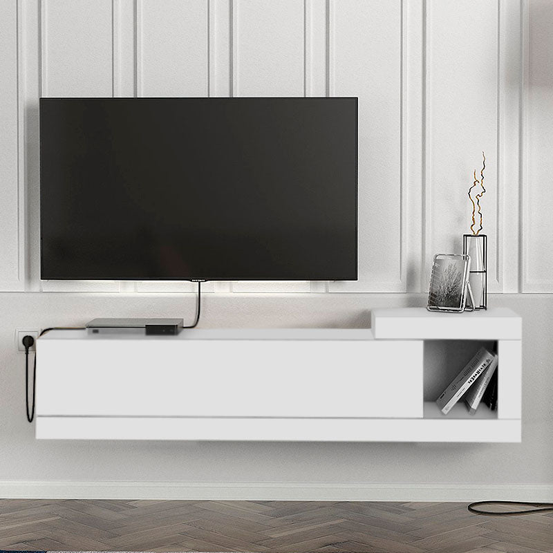 TV Stand PURE White - Wall-Mounted, High-Quality Melamine, Modern Design