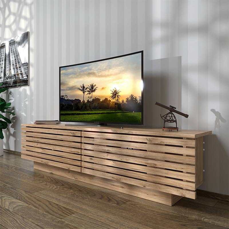 TV Stand BJORN Natural Beech - Stylish and Durable TV Stand for Home and Business Premises