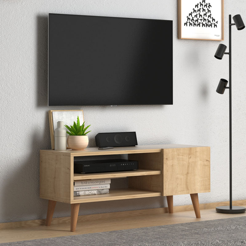 TV Stand CASSANDRA Oak - High Quality Melamine Oak TV Stand