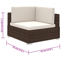 6 Piece Garden Lounge Set with Cushions - Poly Rattan Brown