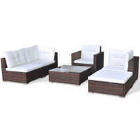 6 Piece Garden Lounge Set with Cushions Poly Rattan Brown - Outdoor Furniture for Comfort and Style