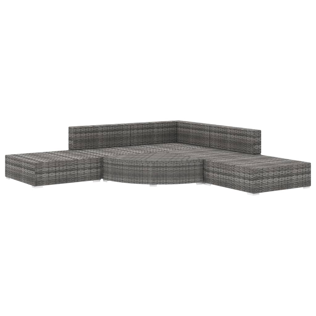 6 Piece Garden Lounge Set with Cushions Poly Rattan Grey - Stylish and Functional