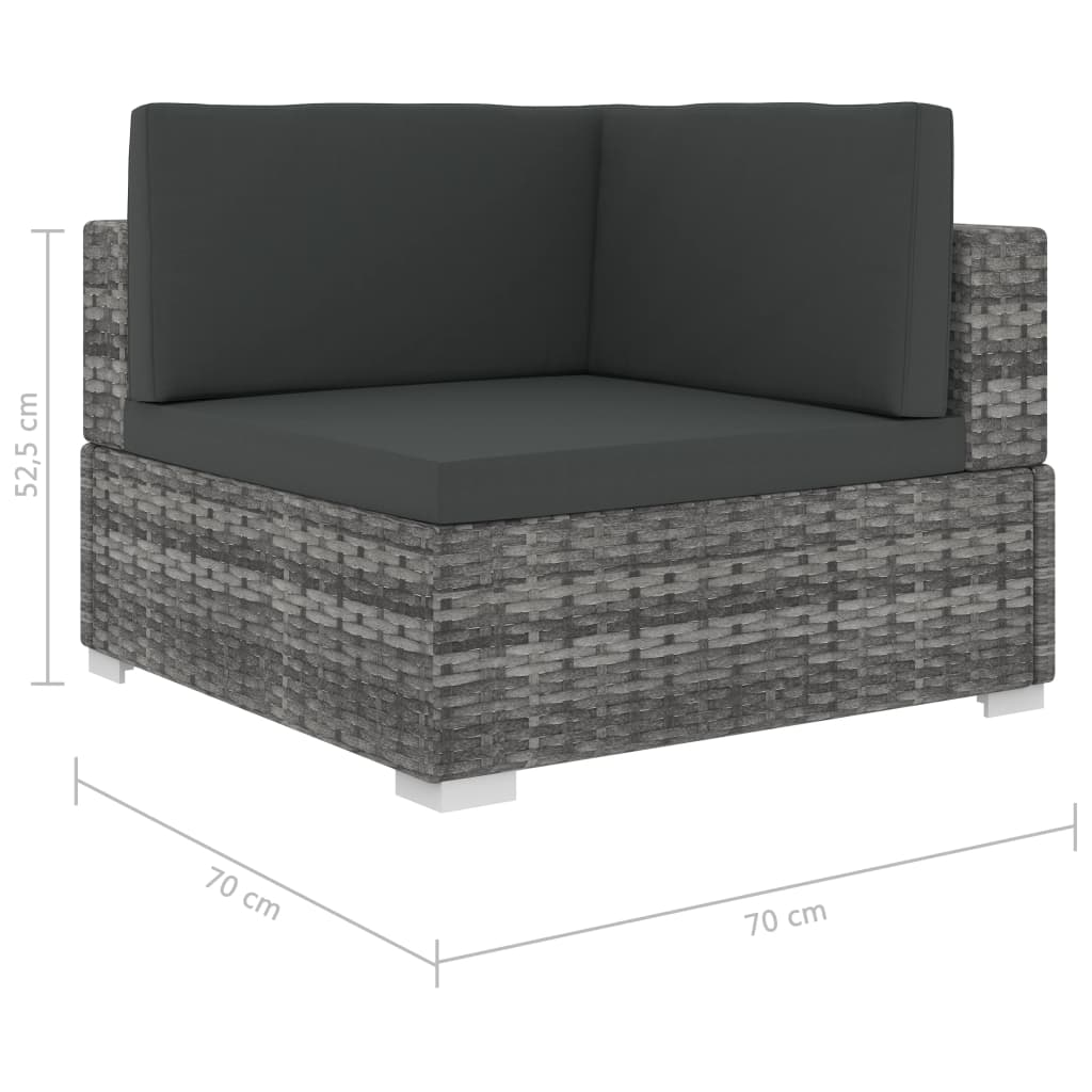 6 Piece Garden Lounge Set with Cushions Poly Rattan Grey - Stylish and Functional